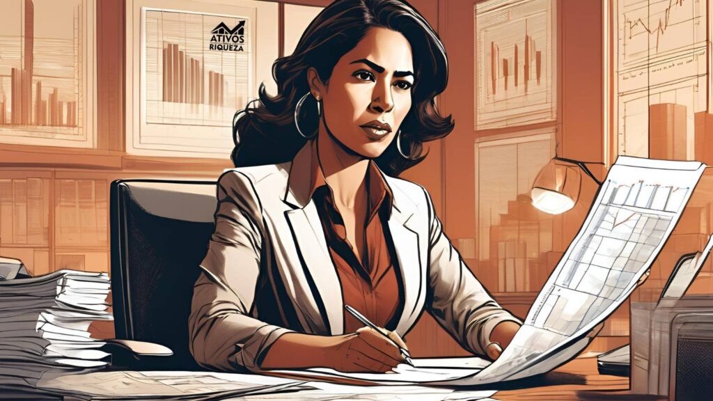 Uma mulher olhando gráficos financeiros que representam a análise de fundos de investimentos