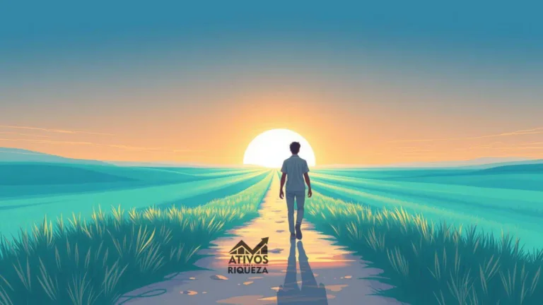 Imagem de uma pessoa caminhando por uma estrada em direção ao sol