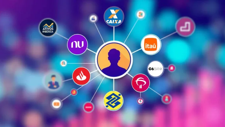 Imagem com vários ícones de bancos representando a conexão por open banking