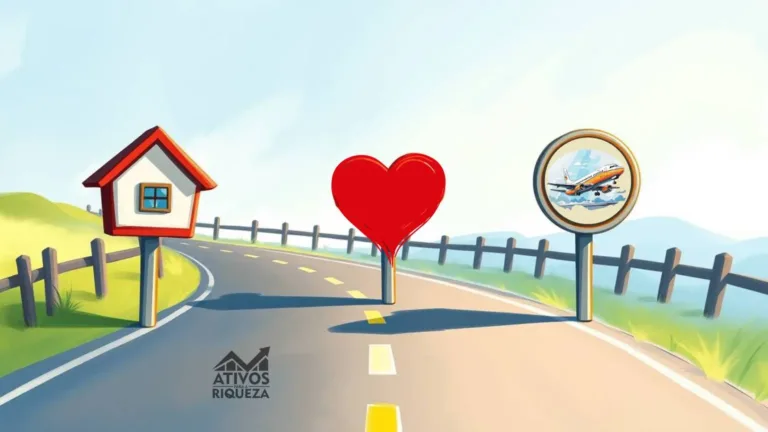 Imagem de uma estrada com 3 placas representando os seguros essenciais